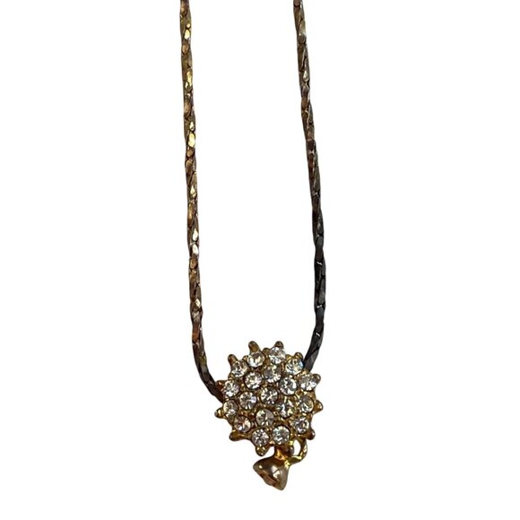 Gold-Tone Twisted Chain Necklace With Rhinestone Sunburst Pendant & Clasp Closur - Picture 5 of 6